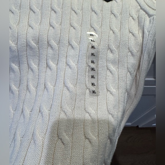 NWT Ralph Lauren Cream Cable-Knit Short Sleeve Sweater XL women old money U BIN - Picture 6 of 8